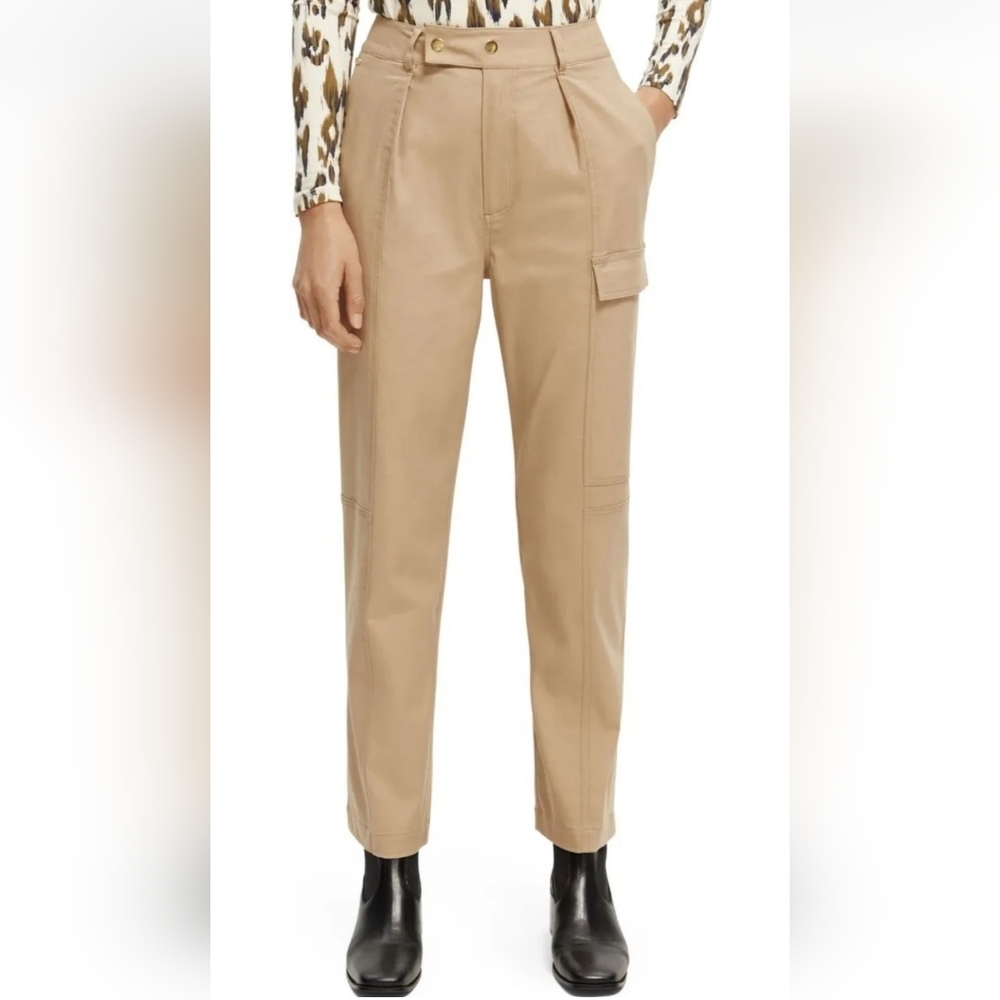 Women Scotch & Soda Pleated Tapered Utility Cargo Pants - M